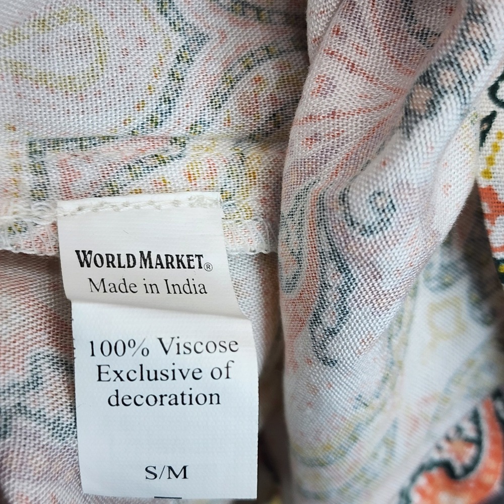 NWT World Market Womens Paisley Boho Hippie Festival Bell Sleeve Maxi Dress S/M - Picture 6 of 11